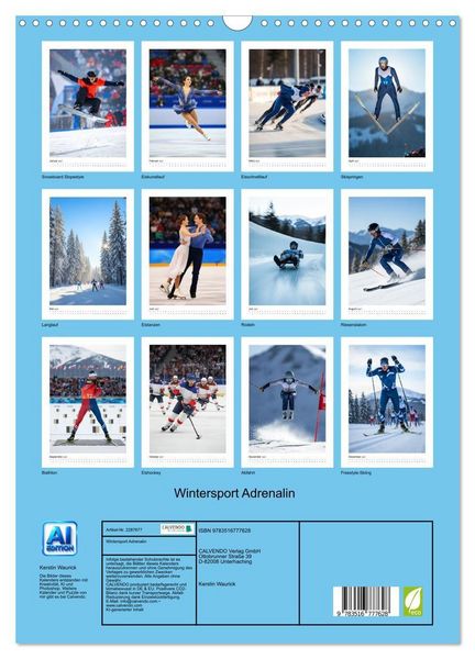 Produktbild: Wintersport Adrenalin (Wandkalender 2027 DIN A3 hoch), CALVENDO Monatskalender