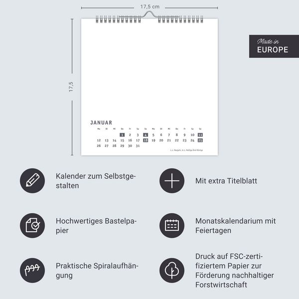 Produktbild: Premium-Bastelkalender weiß klein 2026