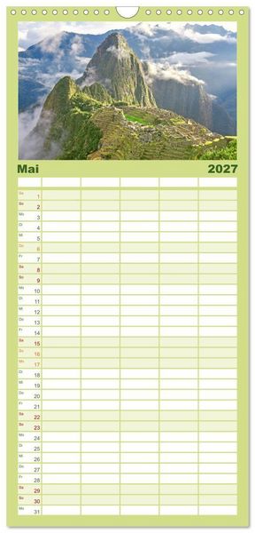Produktbild: Familienplaner 2027 - Alte Kulturen Mittel- und S&uuml;damerikas: Versunkene Welten mit 5 Spalten (Wandkalender, 21 x 45 cm) CALVENDO