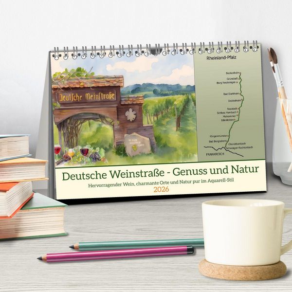 Produktbild: Deutsche Weinstra&szlig;e - Genuss und Natur (Tischkalender 2026 DIN A5 quer), CALVENDO Monatskalender
