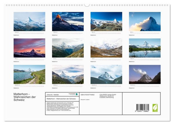 Produktbild: Matterhorn - Wahrzeichen der Schweiz (hochwertiger Premium Wandkalender 2026 DIN A2 quer), Kunstdruck in Hochglanz