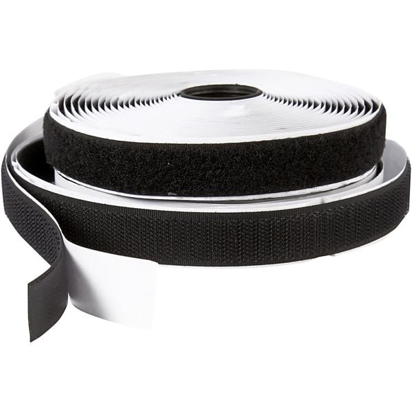 Produktbild: Creativ Company Klettband Haken & &Ouml;sen, selbstklebend, B 20 mm, Schwarz, 5 m, 1 Rolle