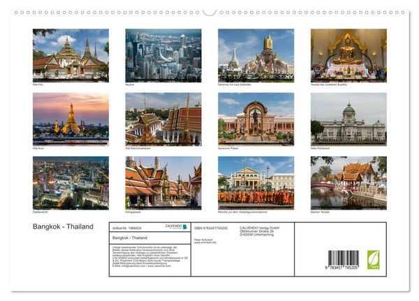 Produktbild: Bangkok - Thailand (hochwertiger Premium Wandkalender 2026 DIN A2 quer), Kunstdruck in Hochglanz