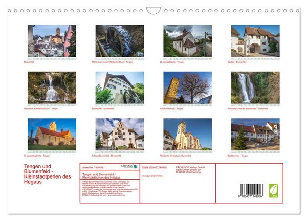 Produktbild: Tengen und Blumenfeld - Kleinstadtperlen des Hegaus (Wandkalender 2026 DIN A3 quer), CALVENDO Monatskalender