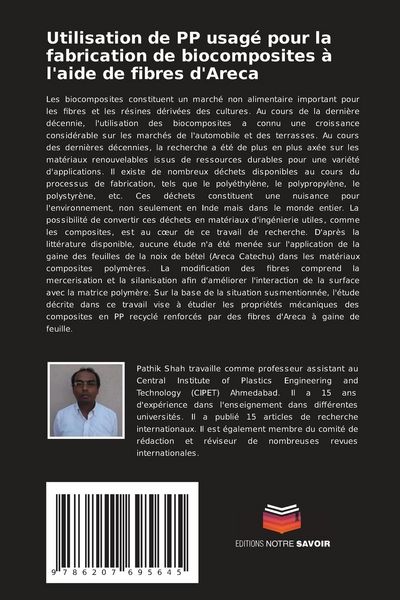 Produktbild: Utilisation de PP usag&eacute; pour la fabrication de biocomposites &agrave; l'aide de fibres d'Areca