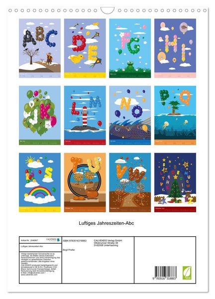 Produktbild: Luftiges Jahreszeiten-Abc (Wandkalender 2026 DIN A3 hoch), CALVENDO Monatskalender