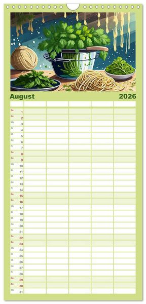 Produktbild: Familienplaner 2026 - Nudel Varianten mit 5 Spalten (Wandkalender, 21 x 45 cm) CALVENDO