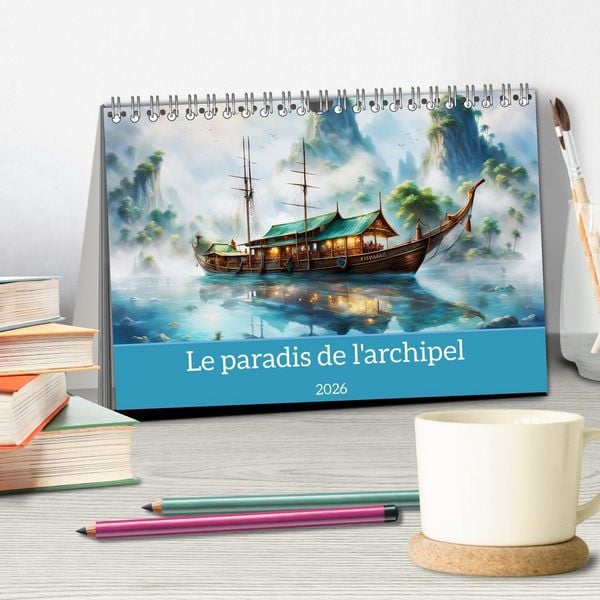 Produktbild: Le paradis de l'archipel (Calendrier de bureau 2026 DIN A5 vertical), CALVENDO calendrier mensuel
