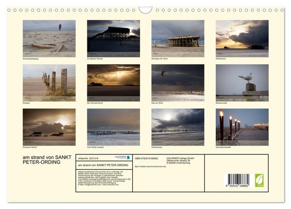 Produktbild: am strand von SANKT PETER-ORDING (Wandkalender 2026 DIN A3 quer), CALVENDO Monatskalender