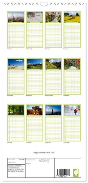 Produktbild: Familienplaner 2026 - Wege durchs neue Jahr mit 5 Spalten (Wandkalender, 21 x 45 cm) CALVENDO