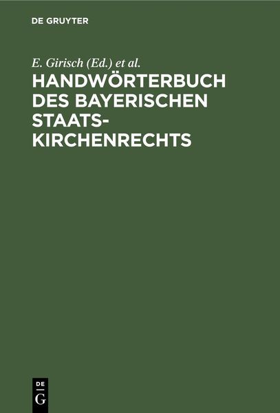 Produktbild: Handw&ouml;rterbuch des bayerischen Staatskirchenrechts