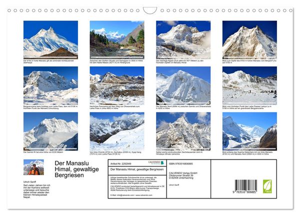Produktbild: Der Manaslu Himal, gewaltige Bergriesen (Wandkalender 2027 DIN A3 quer), CALVENDO Monatskalender
