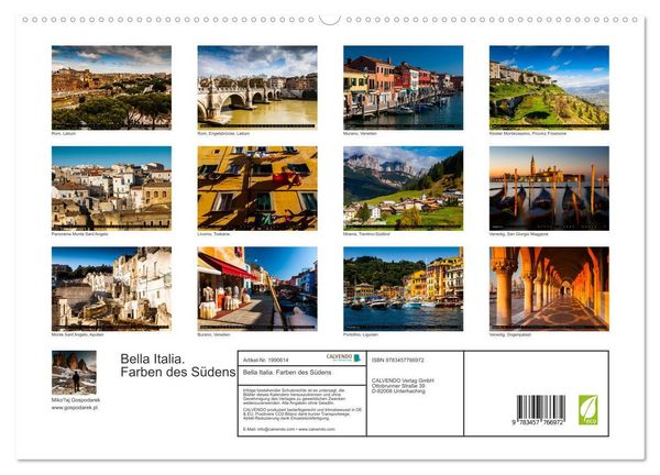 Produktbild: Bella Italia. Farben des S&uuml;dens (hochwertiger Premium Wandkalender 2026 DIN A2 quer), Kunstdruck in Hochglanz