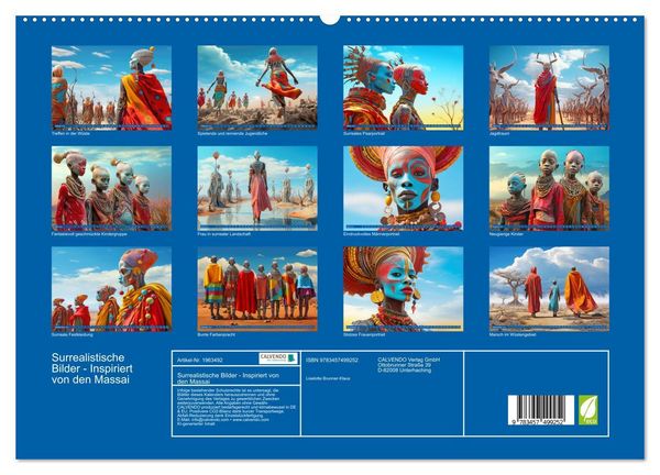 Produktbild: Surrealistische Bilder - Inspiriert von den Massai (hochwertiger Premium Wandkalender 2026 DIN A2 quer), Kunstdruck in Hochglanz
