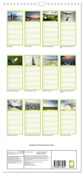 Produktbild: Familienplaner 2027 - Ameland Wundersch&ouml;ne Insel mit 5 Spalten (Wandkalender, 21 x 45 cm) CALVENDO