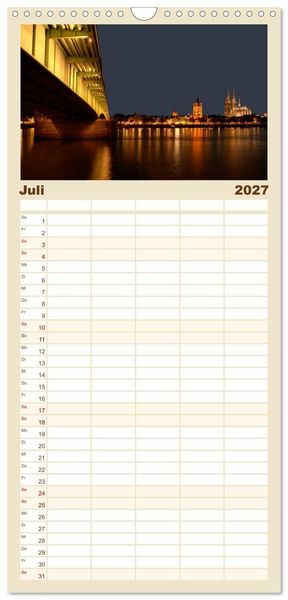 Produktbild: Familienplaner 2027 - K&ouml;ln bei Nacht mit 5 Spalten (Wandkalender, 21 x 45 cm) CALVENDO