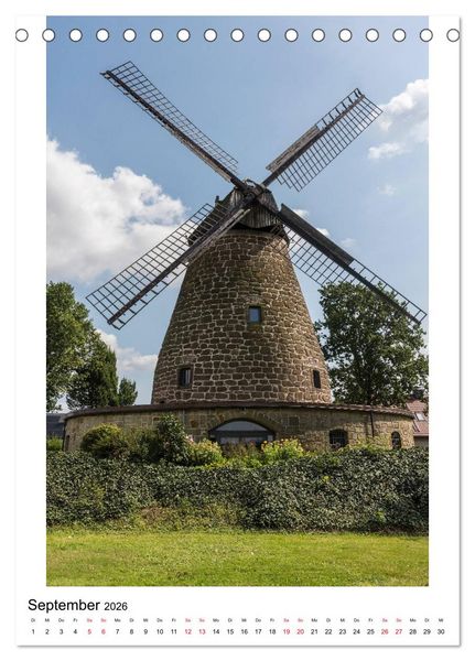 Produktbild: Historische Windm&uuml;hlen in Minden-L&uuml;bbecke (Tischkalender 2026 DIN A5 hoch), CALVENDO Monatskalender
