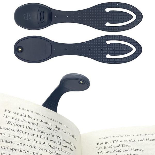 Produktbild: Flexilight Leselicht (Black Dots) - schwarz - 2 in 1 Leselampe & Lesezeichen - LED Leselicht - Geschenk für Leser, Buchliebhaber - Deutsche Ausgabe