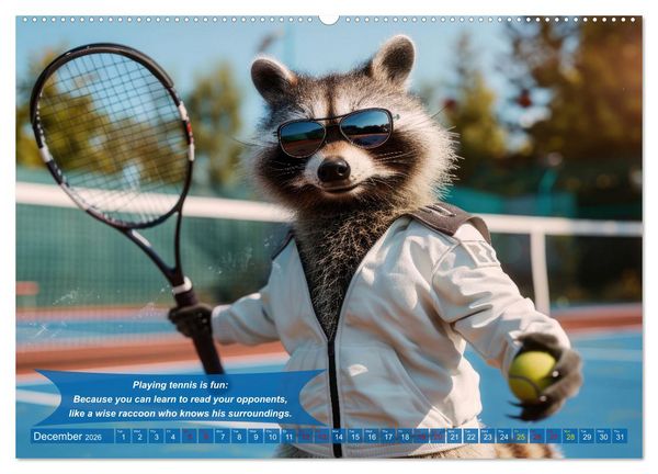Produktbild: Funny animals as tennis players (Wall Calendar 2026 DIN A2 landscape), CALVENDO 12 Month Wall Calendar