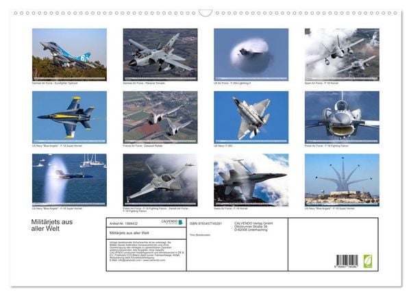 Produktbild: Milit&auml;rjets aus aller Welt (Wandkalender 2026 DIN A2 quer), CALVENDO Monatskalender