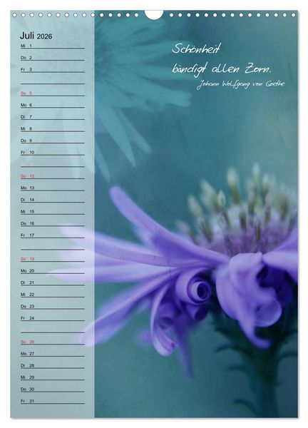Produktbild: Blumen & Zitate / Geburtstagskalender (Wandkalender 2026 DIN A3 hoch), CALVENDO Monatskalender