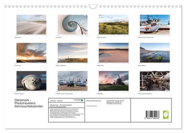 Produktbild: D&auml;nemark - Phototravellers Sehnsuchtskalender (Wandkalender 2026 DIN A3 quer), CALVENDO Monatskalender