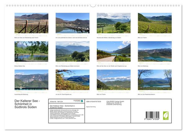 Produktbild: Der Kalterer See - Sch&ouml;nheit in S&uuml;dtirols S&uuml;den (hochwertiger Premium Wandkalender 2026 DIN A2 quer), Kunstdruck in Hochglanz