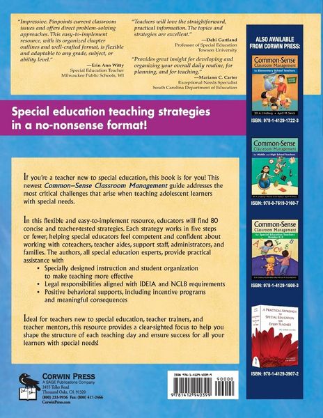 Produktbild: Common-Sense Classroom Management for Special Education Teachers, Grades 6-12