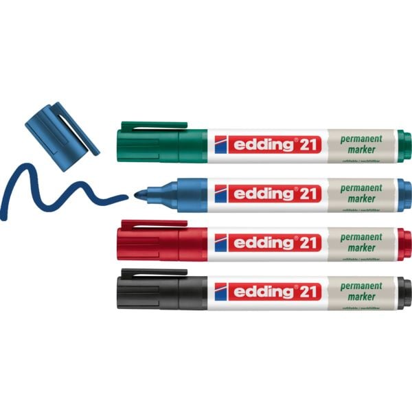 Produktbild: Edding Permamentmarker 21 Ecoline, 4er Set