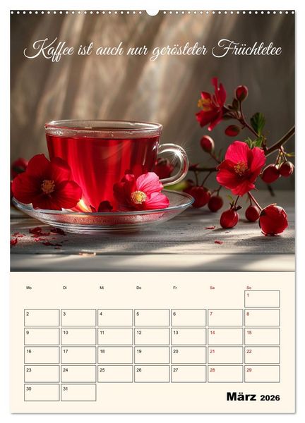 Produktbild: Du, mein geliebter Tee (Wandkalender 2026 DIN A2 hoch), CALVENDO Monatskalender