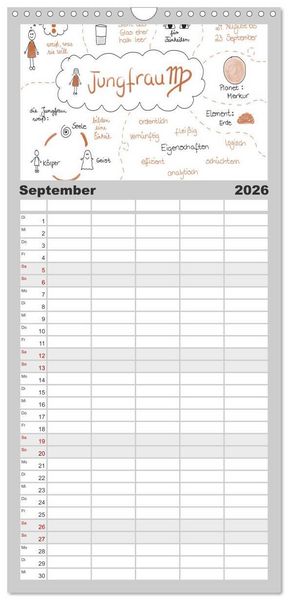 Produktbild: Familienplaner 2026 - Sternzeichen-Kalender mit 5 Spalten (Wandkalender, 21 x 45 cm) CALVENDO