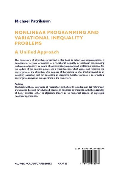Produktbild: Nonlinear Programming and Variational Inequality Problems
