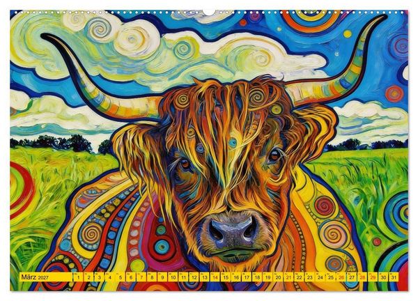 Produktbild: Farbenfrohes Landleben (hochwertiger Premium Wandkalender 2027 DIN A2 quer), Kunstdruck in Hochglanz