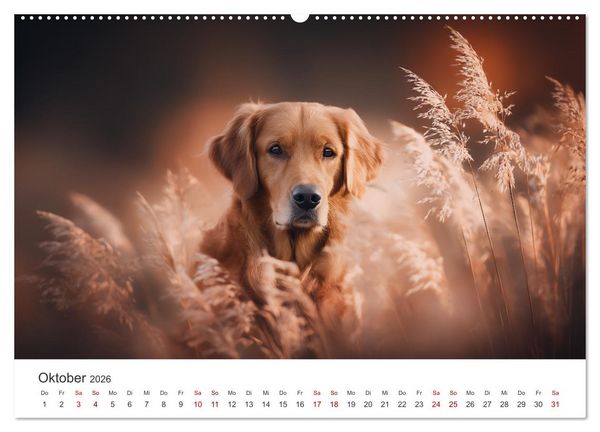 Produktbild: Herz aus Gold - Retriever zum Verlieben (Wandkalender 2026 DIN A2 quer), CALVENDO Monatskalender