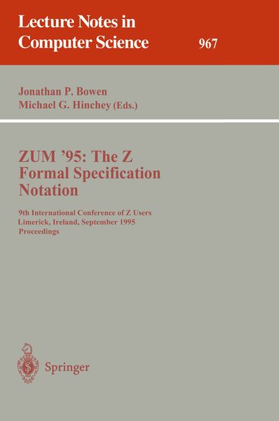 Produktbild: ZUM '95: The Z Formal Specification Notation