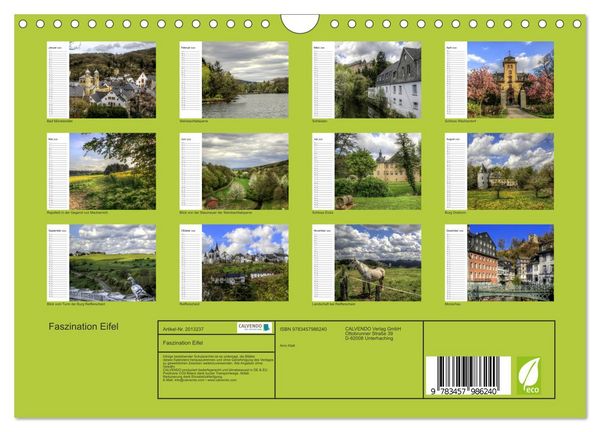Produktbild: Faszination Eifel (Wandkalender 2026 DIN A4 quer), CALVENDO Monatskalender