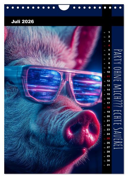 Produktbild: Coole Sau - Lustiger Spr&uuml;che Kalender mit witzigen Schweinchen (Wandkalender 2026 DIN A4 hoch), CALVENDO Monatskalender