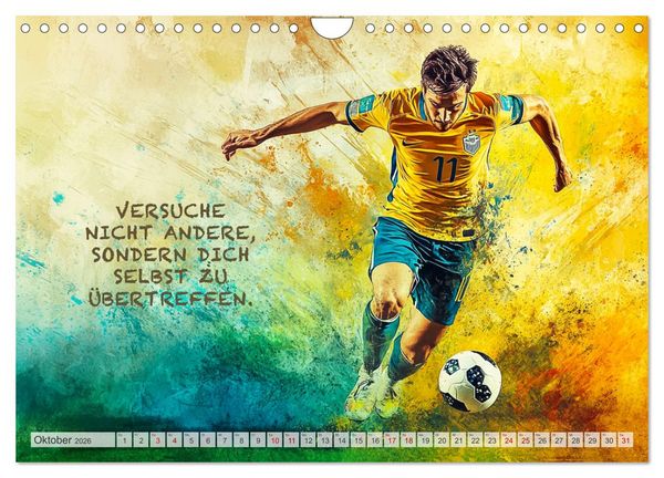 Produktbild: Fu&szlig;ball und Motivation (Wandkalender 2026 DIN A4 quer), CALVENDO Monatskalender