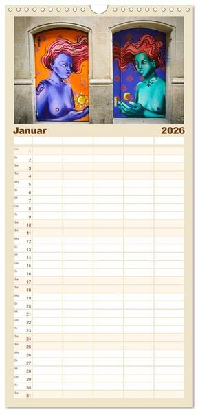 Produktbild: Familienplaner 2026 - Graffiti: Die Kunst der Stra&szlig;e mit 5 Spalten (Wandkalender, 21 x 45 cm) CALVENDO
