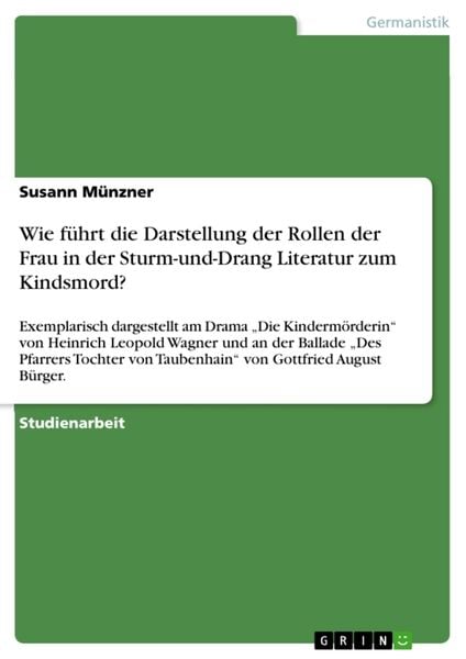 Produktbild: Wie f&uuml;hrt die Darstellung der Rollen der Frau in der Sturm-und-Drang Literatur zum Kindsmord?