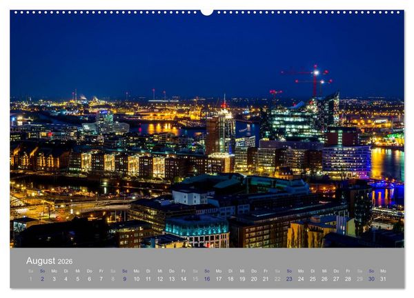 Produktbild: Hamburger Hafen - Im Zauber der Nacht (Wandkalender 2026 DIN A2 quer), CALVENDO Monatskalender