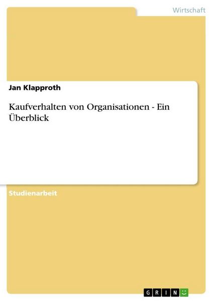 Produktbild: Kaufverhalten von Organisationen - Ein &Uuml;berblick
