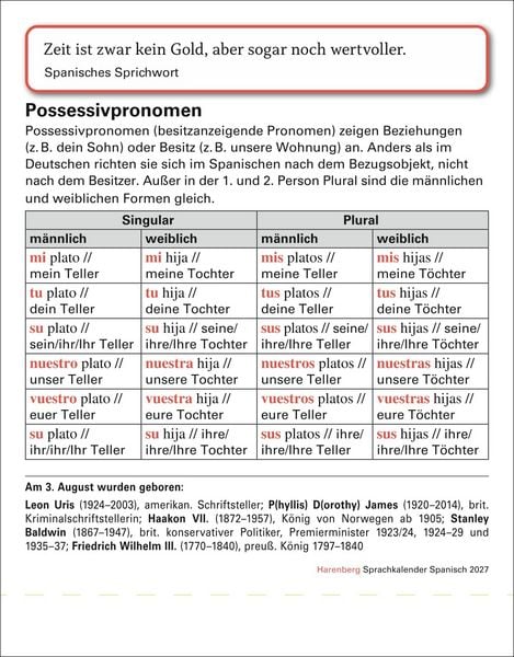 Produktbild: Spanisch Sprachkalender 2027 - Spanisch lernen leicht gemacht - Tagesabrei&szlig;kalender