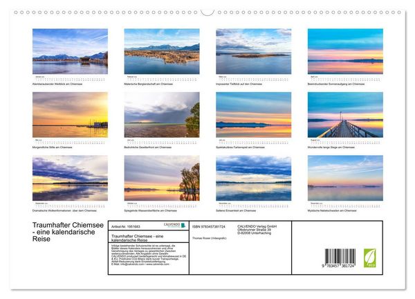 Produktbild: Traumhafter Chiemsee - eine kalendarische Reise (hochwertiger Premium Wandkalender 2026 DIN A2 quer), Kunstdruck in Hochglanz