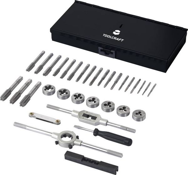 Produktbild: TOOLCRAFT TO-7015521 Gewindeschneidsatz 32teilig Stahl M3 x 0.50, M4 x 0.70, M5 x 0.80, M6 x 1, M8 x 1.25, M10 x 1.50, M12 x 1.75