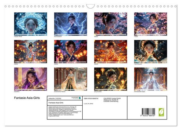 Produktbild: Fantasie Asia-Girls (Wandkalender 2026 DIN A3 quer), CALVENDO Monatskalender