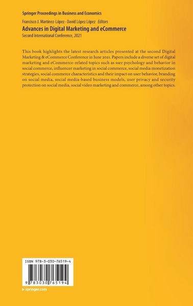 Produktbild: Advances in Digital Marketing and eCommerce