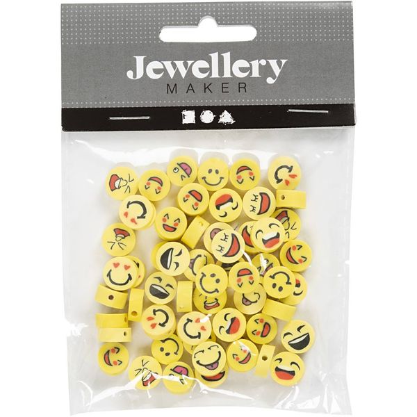 Produktbild: Creativ Company Figurperlen, Smiley, D 10 mm, Lochgr&ouml;&szlig;e 1,5 mm, 60 Stk
