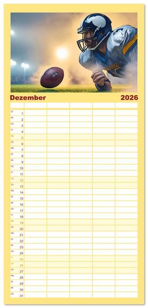 Produktbild: Familienplaner 2026 - American Football - im Team zum Sieg mit 5 Spalten (Wandkalender, 21 x 45 cm) CALVENDO