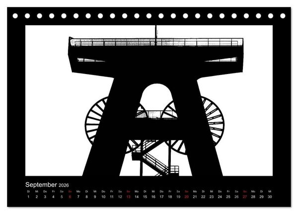 Produktbild: Ruhrpott und Niederrhein in Schwarzwei&szlig; (Tischkalender 2026 DIN A5 quer), CALVENDO Monatskalender